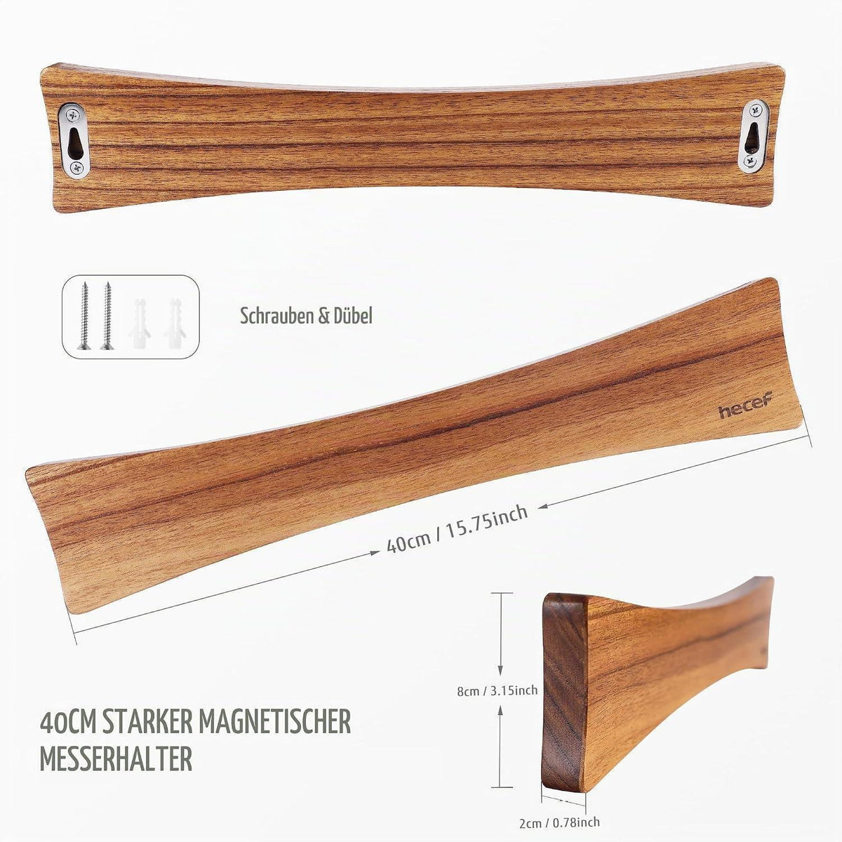 Magnetmesserleiste Holz – Schmetterlingsflügel Design 40cm