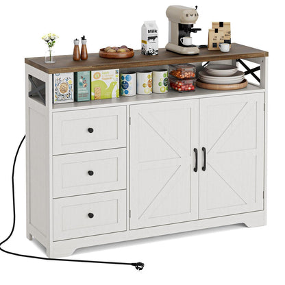 Cremeweißes Sideboard mit Schubladen & Regal – 120x35x95cm