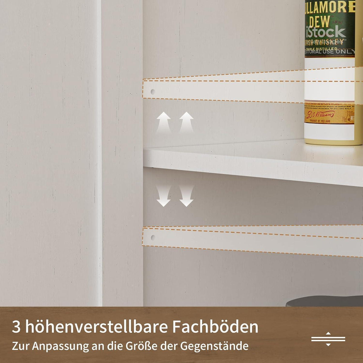 Cremeweißes Sideboard mit Schubladen & Regal – 120x35x95cm