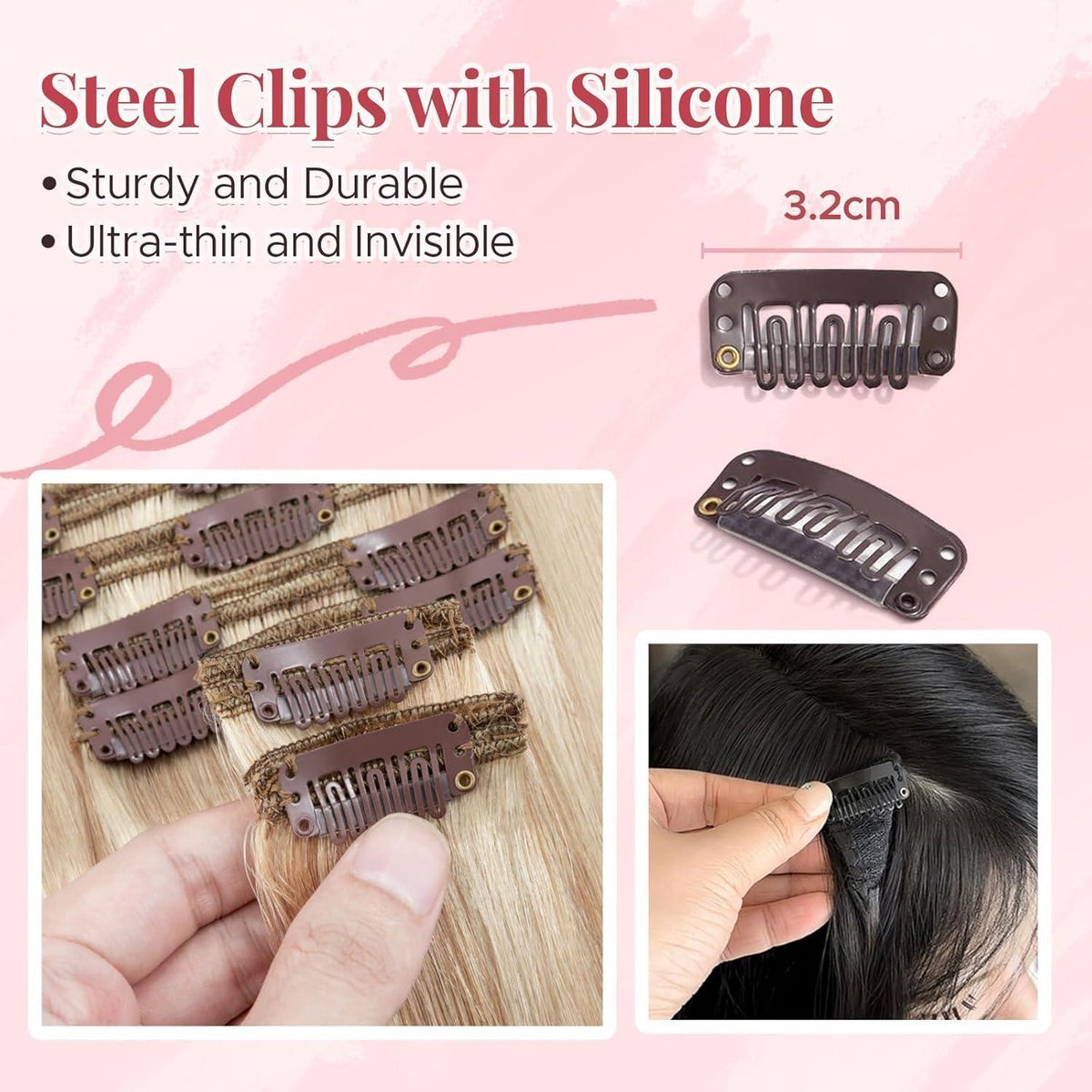 Clip In Haarverlängerung Echthaar 35cm Ascheblond/Blond