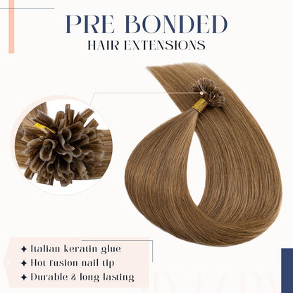 Echthaar Extensions Bondings #06 Hellbraun 55cm – 25g