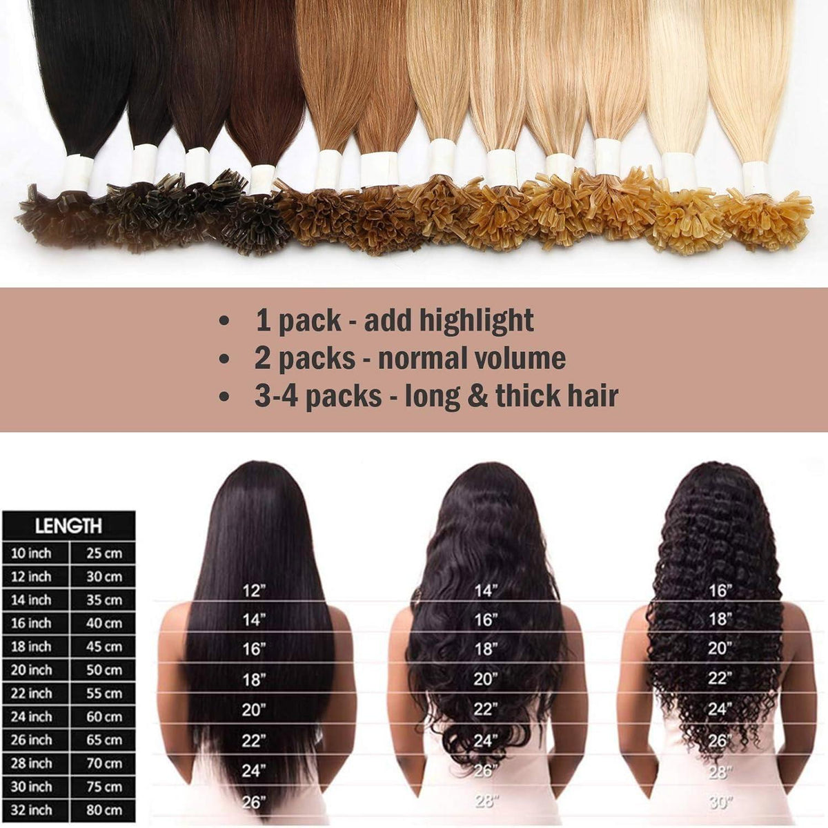 Echthaar Extensions Bondings #06 Hellbraun 55cm – 25g