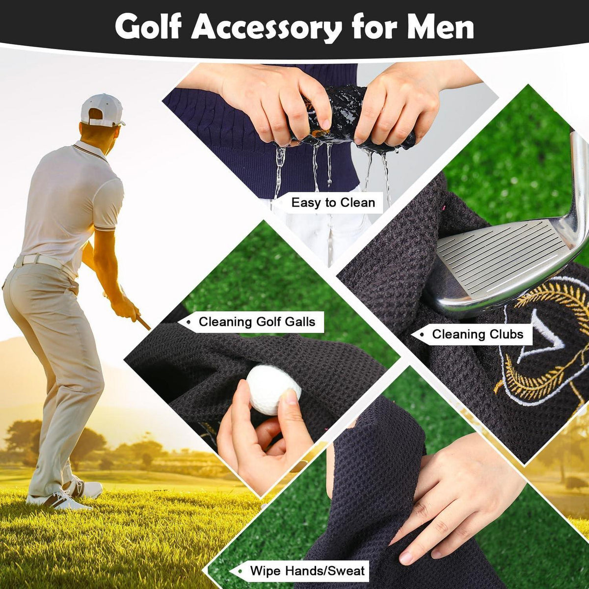 Personalisiertes Golfhandtuch mit Monogramm & Clip