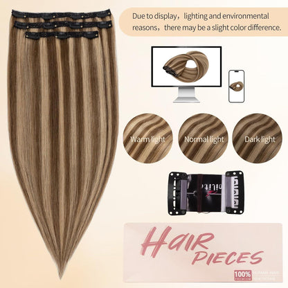 Echthaar Clip-in Extensions 50cm Schokoladenbraun/Dunkelblond