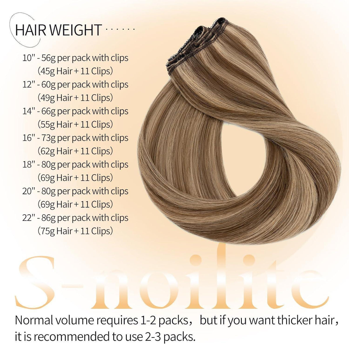 Echthaar Clip-in Extensions 50cm Schokoladenbraun/Dunkelblond