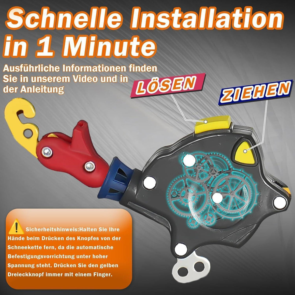 Schneeketten Auto-Fixierung – 1-Min. Montage, 2er-Set