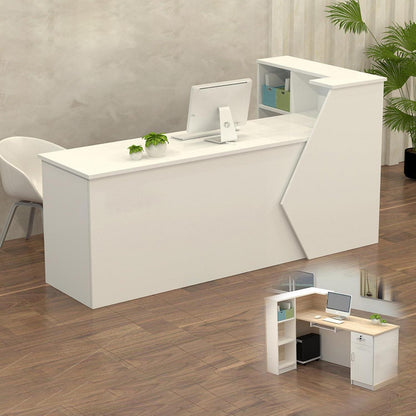 Rezeptionstheke Holz mit Stauraum – 180x60x100cm Weiß