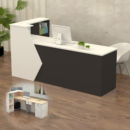Rezeptionstheke Holz mit Stauraum – 100-300 cm, Weiß & Schwarz