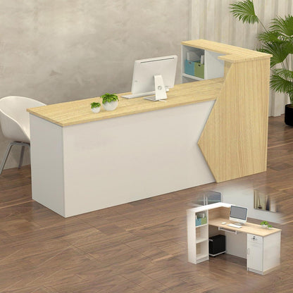 Rezeptionstheke Holz mit Stauraum – 150x60x100cm