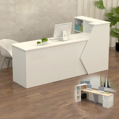 Rezeptionstheke Holz mit Stauraum – 260x60x100cm, Weiß