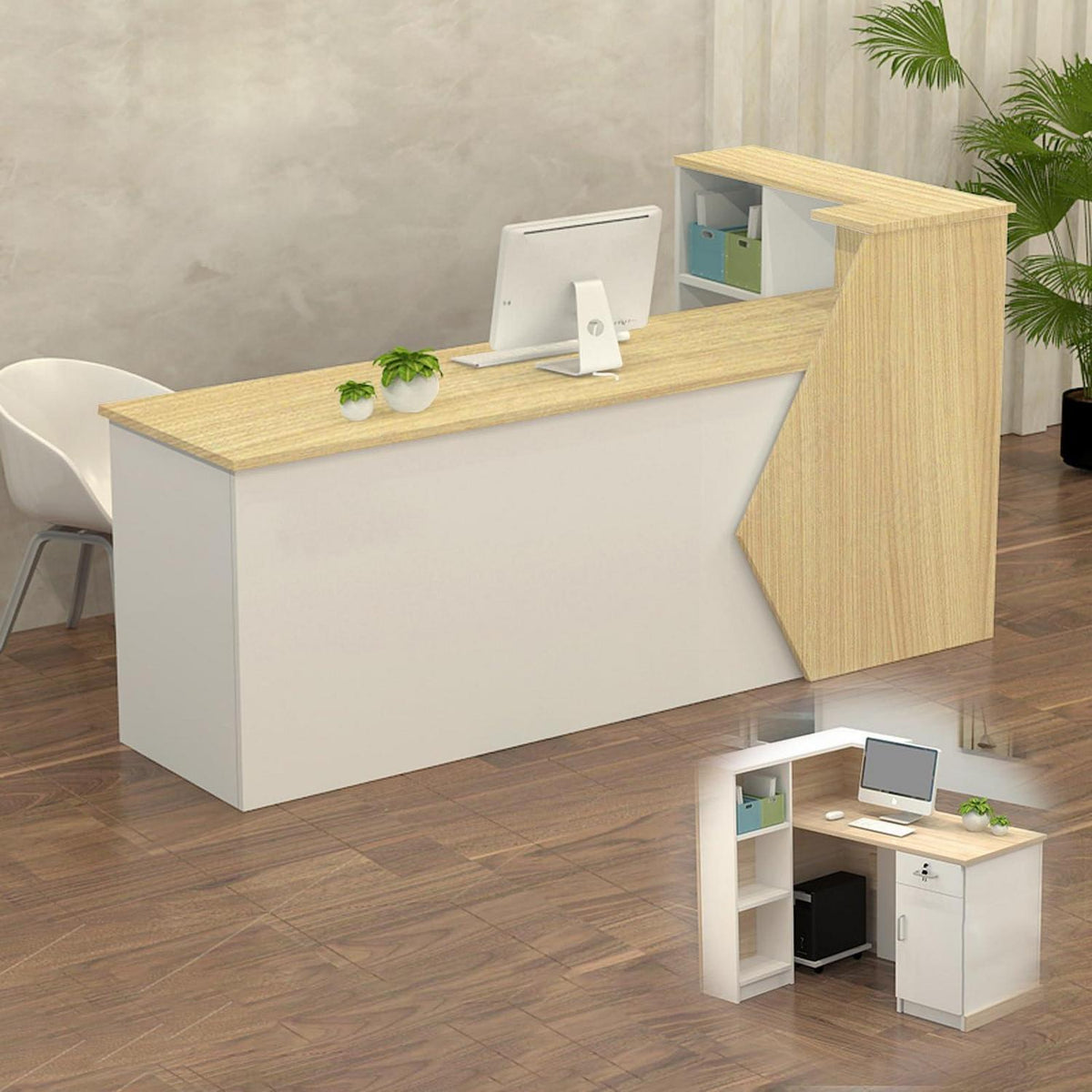 Rezeptionstheke Holz mit Stauraum – 120x60x100cm