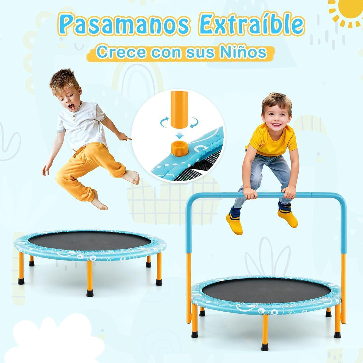 Kindertrampolin 92x92cm – Stabil & Faltbar für Innenraum