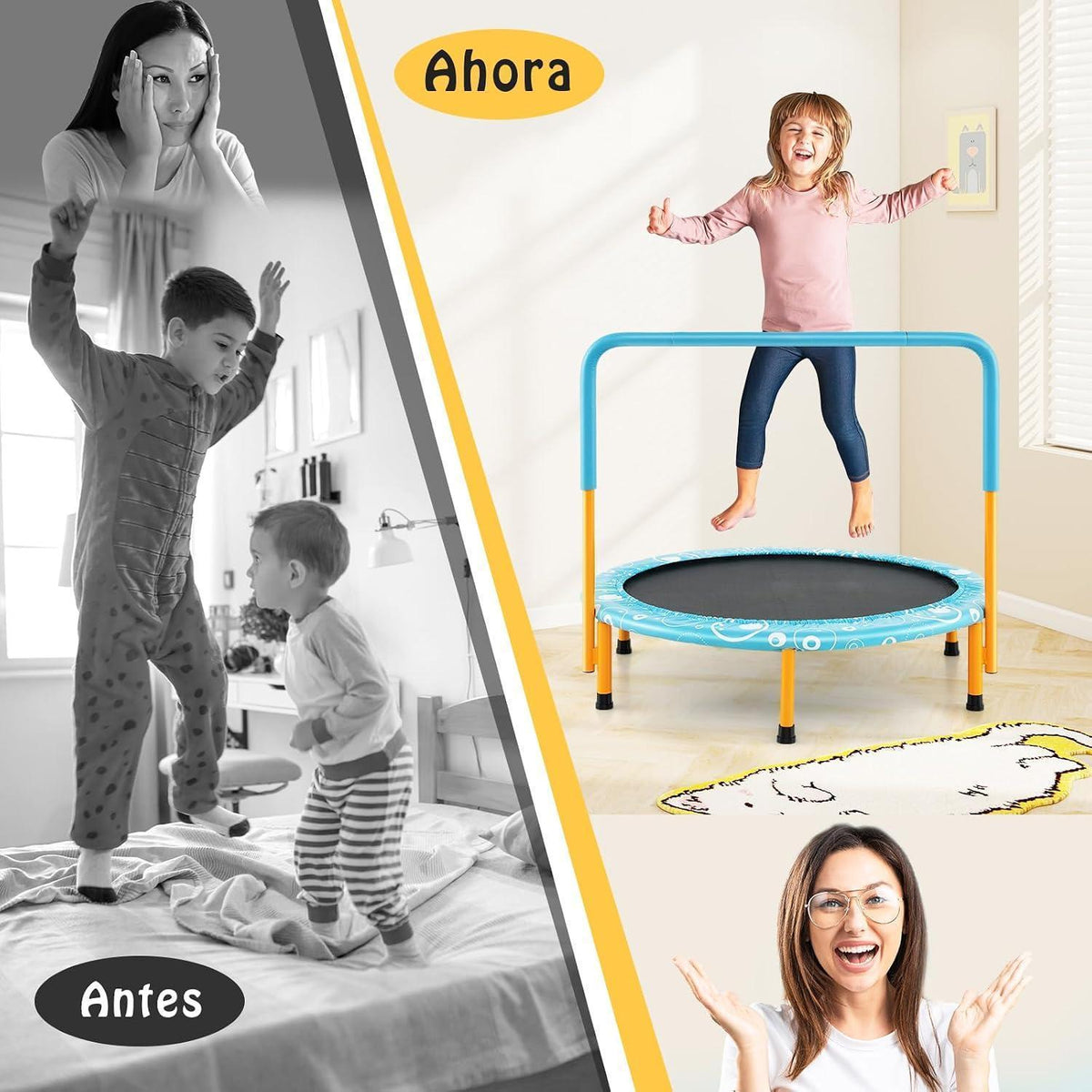 Kindertrampolin 92x92cm – Stabil & Faltbar für Innenraum