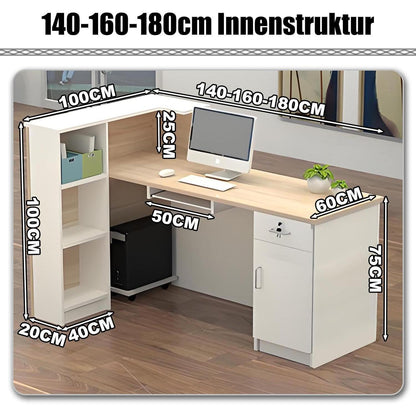 Rezeptionstheke Holz mit Stauraum – 180x60x100cm, Weiß & Schwarz