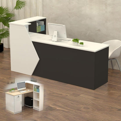 Rezeptionstheke Holz mit Stauraum – Weiß & Schwarz (100x60x100cm)
