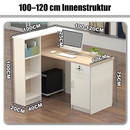 Rezeptionstheke Holz mit Stauraum – 120x60x100cm Schwarz Weiß