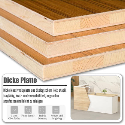 Rezeptionstheke Holz Grau Weiß – 240x60x100cm mit Stauraum