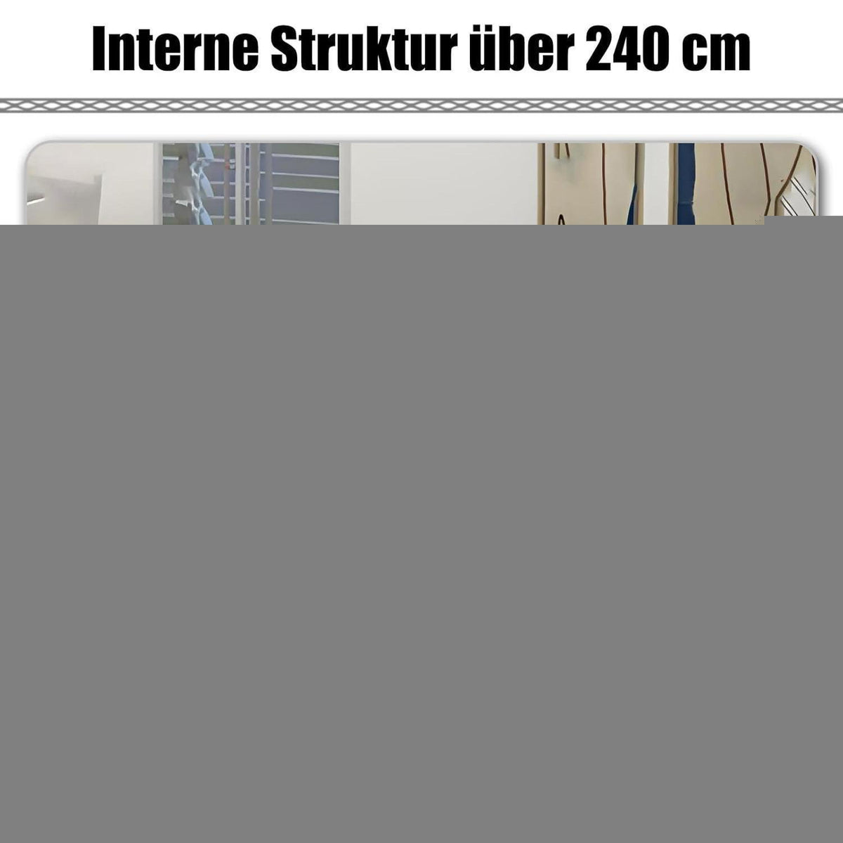 Rezeptionstheke Holz Grau Weiß – 240x60x100cm mit Stauraum