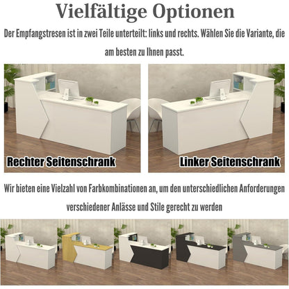 Rezeptionstheke Holz Grau Weiß – 240x60x100cm mit Stauraum