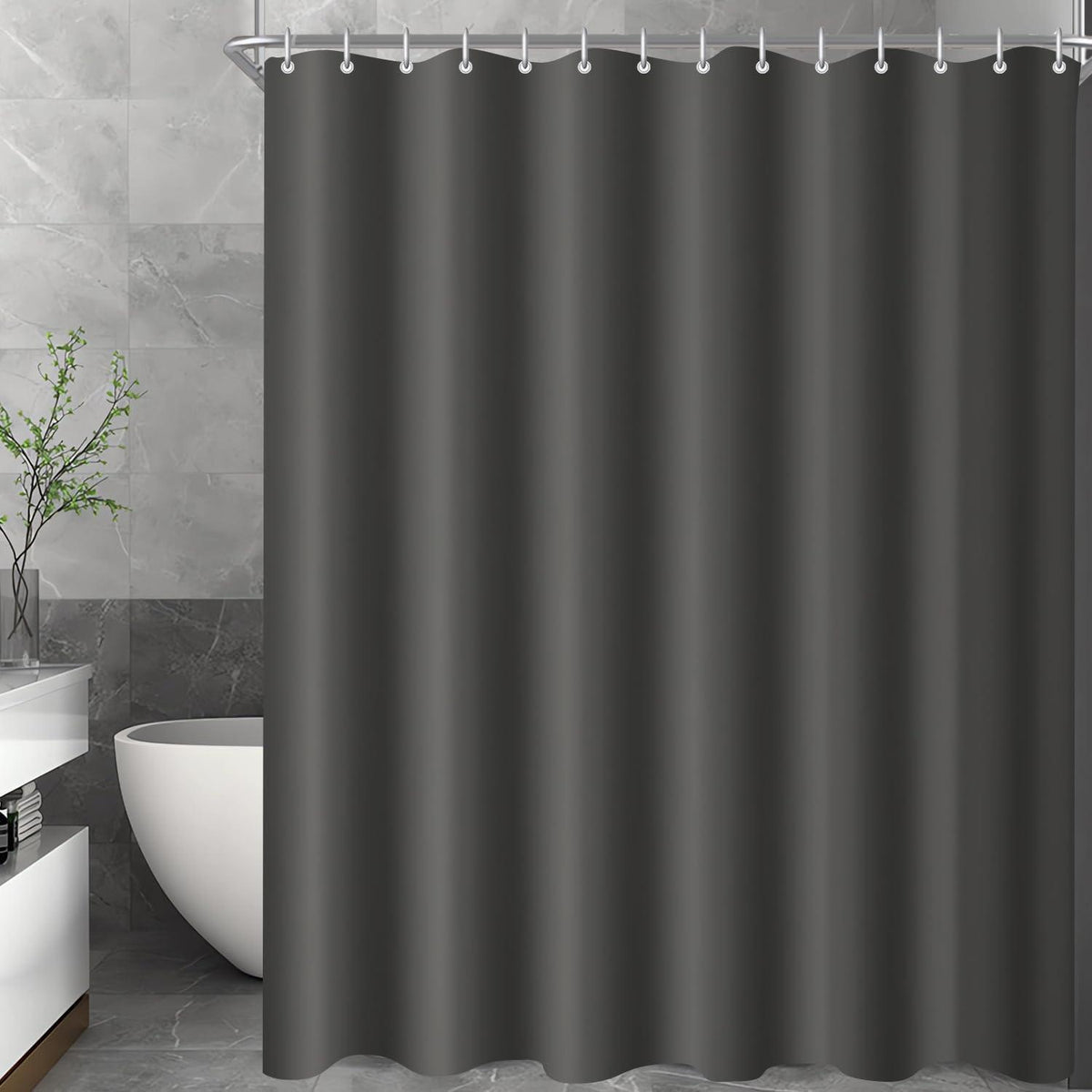 Duschvorhang dunkelgrau 80x180 cm | Antischimmel & Wasserabweisend