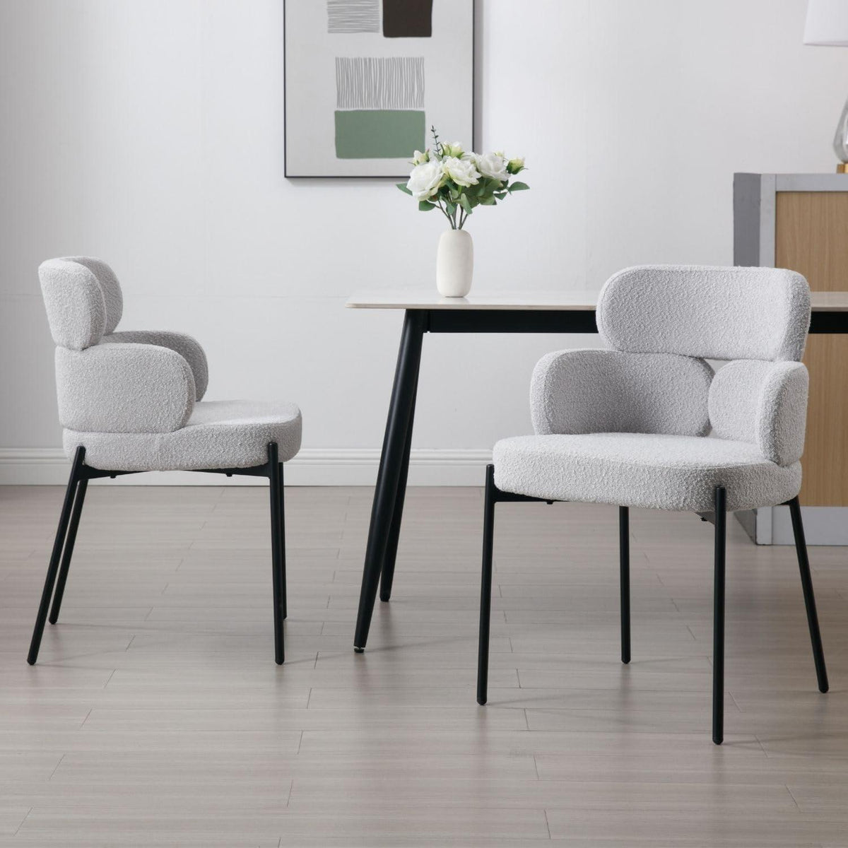 Esszimmerstühle Set 4 Grau – Polsterstühle mit Metallbeinen