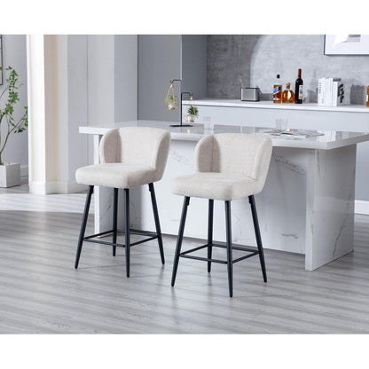 Moderner Barhocker 4er Set mit Leinenbezug & Metallfüßen