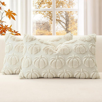 2 Kürbis Kissenbezüge 30x50cm - Herbst Boho Deko