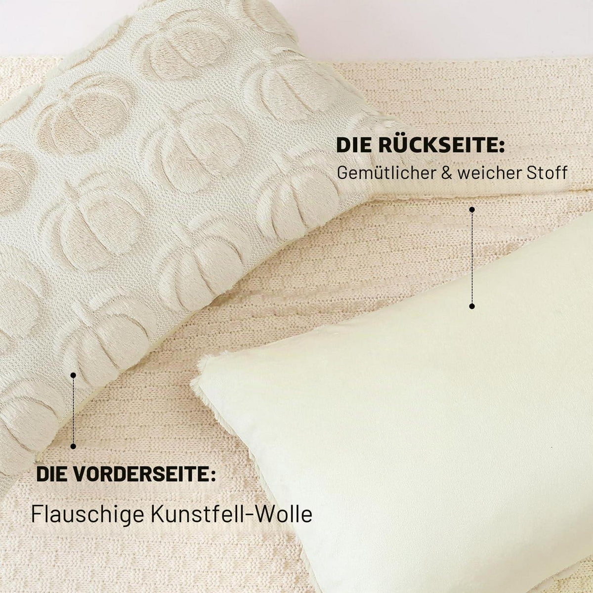 2 Kürbis Kissenbezüge 30x50cm - Herbst Boho Deko
