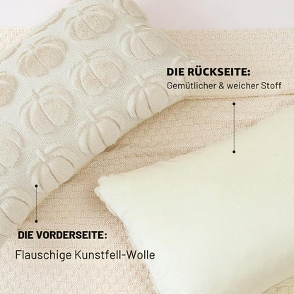 2 Kürbis Kissenbezüge 30x50cm - Herbst Boho Deko