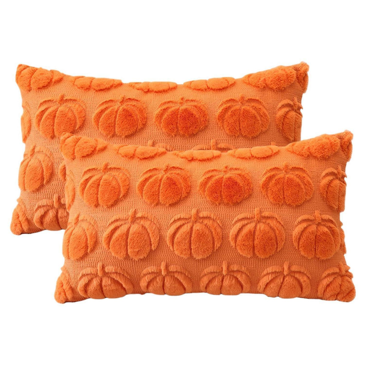 2 Kürbis Kissenbezüge 40x60cm – Herbst Boho Deko Orange