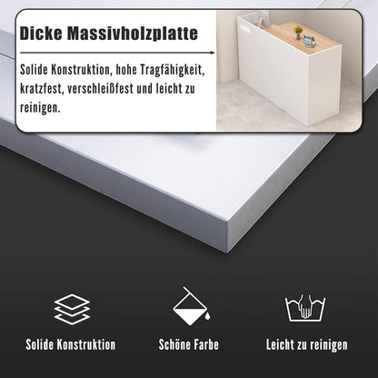 Rezeptionstheke Holz mit Stauraum – Schwarz & Originalholzfarbe