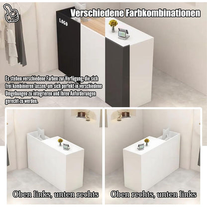 Rezeptionstheke Holz mit Stauraum – Schwarz & Originalholzfarbe