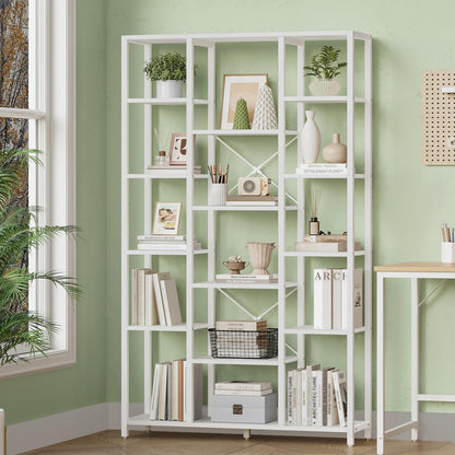 Standregal mit 6 Ebenen – Weißes Bücherregal für Wohnzimmer & Büro