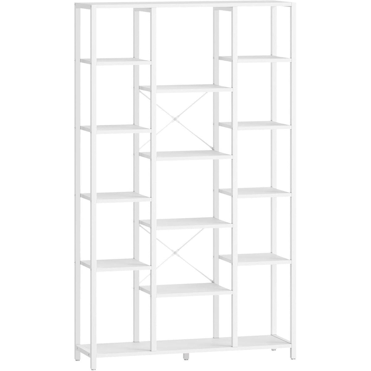 Standregal mit 6 Ebenen – Weißes Bücherregal für Wohnzimmer & Büro