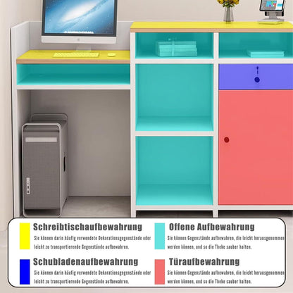 Rezeptionstheke Holz mit Stauraum – 200 cm Weiß