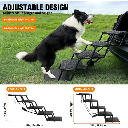 Hundetreppe Auto Klappbar – 5 Stufen, 44-72cm Höhe