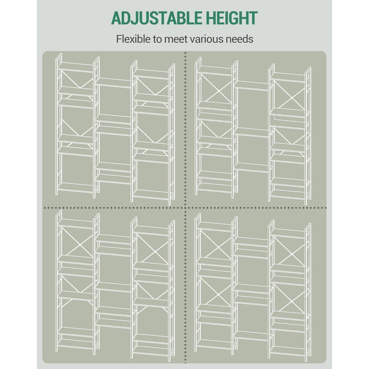 6-Etagen Bücherregal Weiß – 17 Fächer, 24x152x186 cm