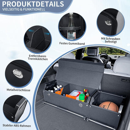 Auto Kofferraum Organizer mit Deckel – XXL Leder Aufbewahrungsbox