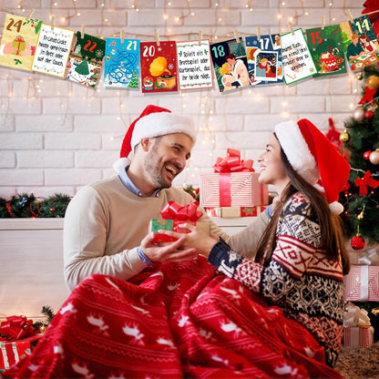 Adventskalender für Paare mit 24 Karten & Holzdeko