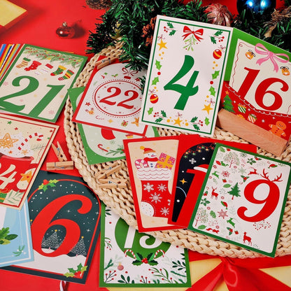 Achtsamkeits-Adventskalender mit 24 Karten & Holzständer