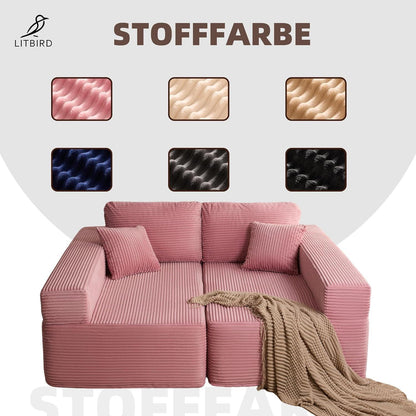 Modulares L-Ecksofa mit Schlaffunktion & Recamiere – Rosa