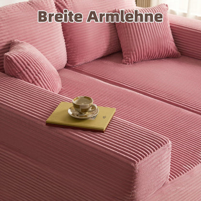 Modulares L-Ecksofa mit Schlaffunktion & Recamiere – Rosa
