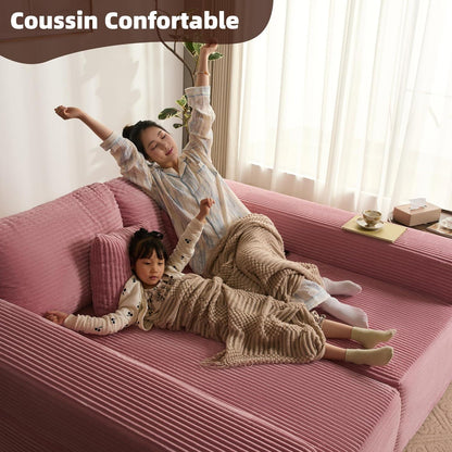 Modulares L-Ecksofa mit Schlaffunktion & Recamiere – Rosa