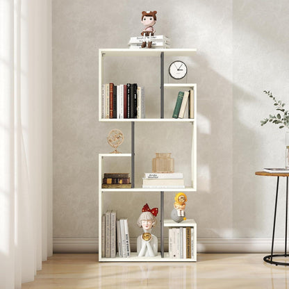 Großes weißes Bücherregal Holz mit Metall – Raumteiler & Shelf
