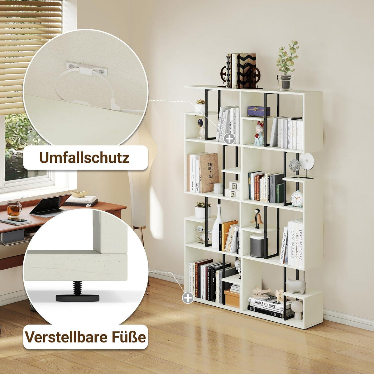 Weißes Bücherregal Groß – Raumteiler & Shelf (60x24x174)