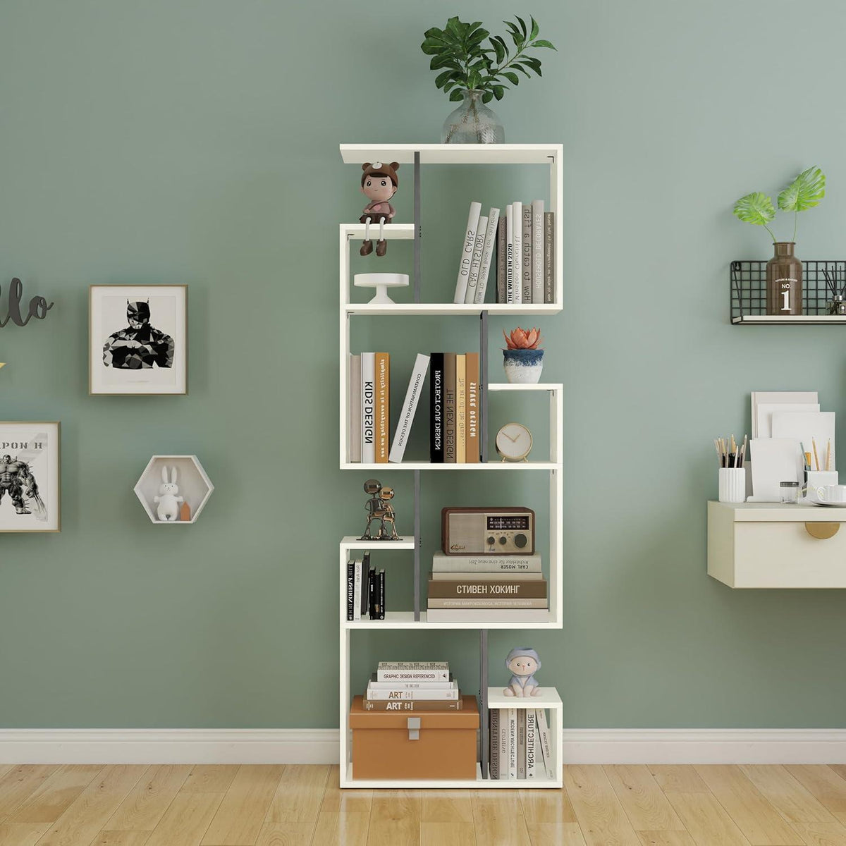 Weißes Bücherregal Groß – Raumteiler & Shelf (60x24x174)