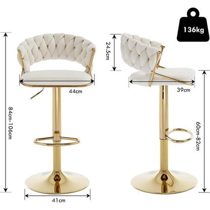 Moderne Barhocker Set 4er – Samt, Höhenverstellbar & Drehbar