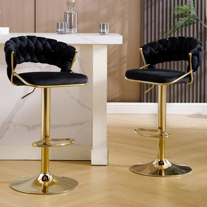 Moderne Samt Barhocker 4er Set, höhenverstellbar & drehbar