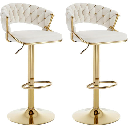 Moderne Samt Barhocker 2er Set, höhenverstellbar & drehbar