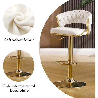 Moderne Samt Barhocker 2er Set, höhenverstellbar & drehbar